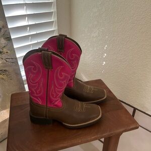 Ariat Kids Western Boots Pink and Brown